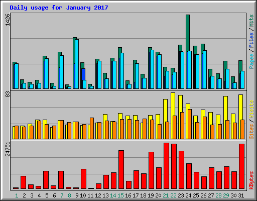 Daily usage for January 2017