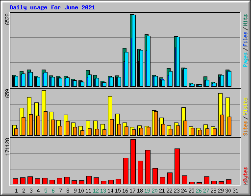 Daily usage for June 2021