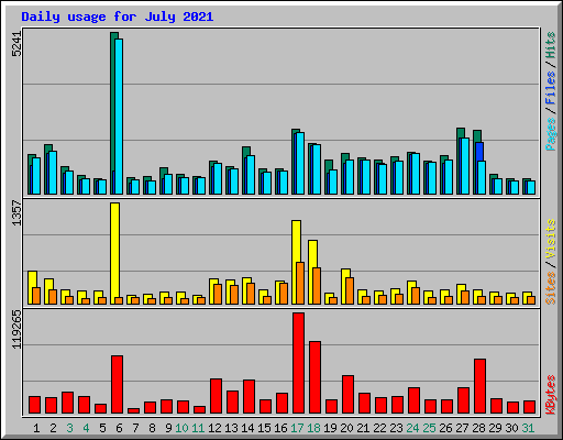 Daily usage for July 2021