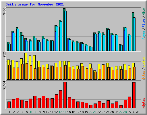 Daily usage for November 2021