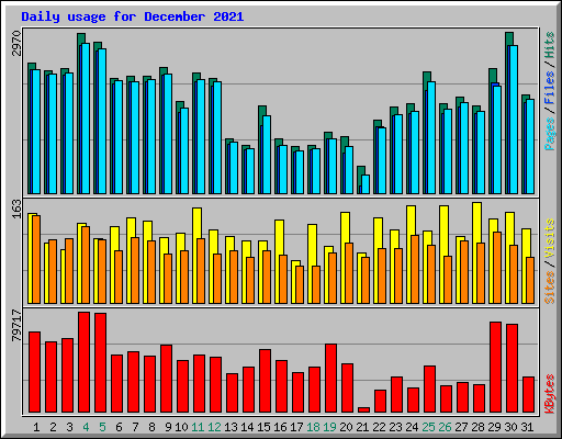 Daily usage for December 2021