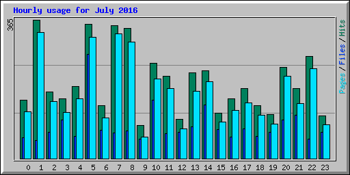 Hourly usage for July 2016