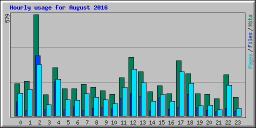 Hourly usage for August 2016