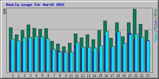 Hourly usage for March 2021