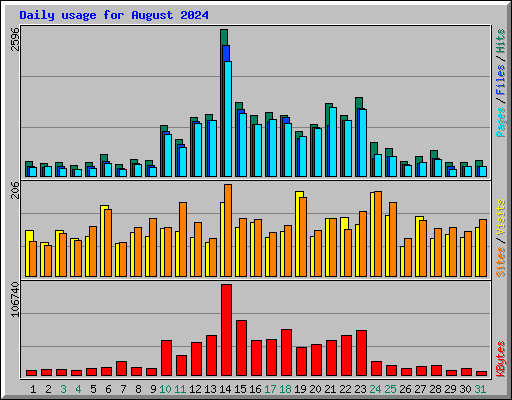 Daily usage for August 2024